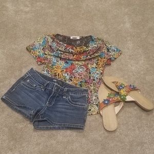 Colorful Floral Print Top (petite)
